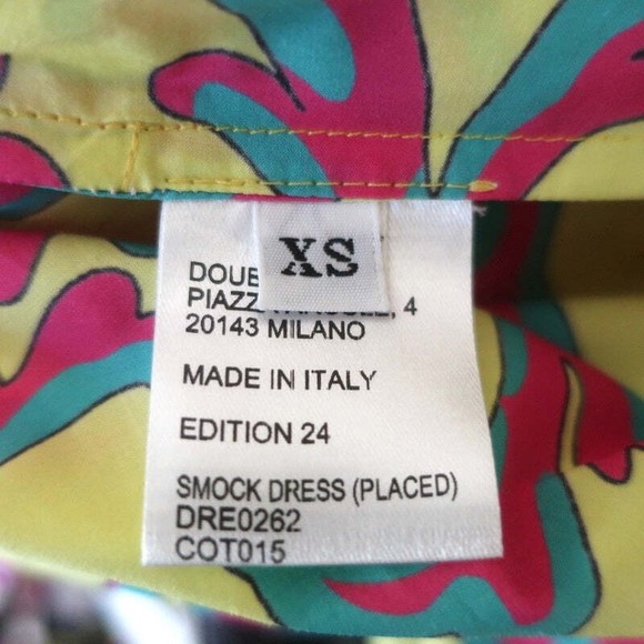 La DoubleJ Smock Dress Yellow Cartwheel Giallo Print Cotton Size Extra Small - Picture 8 of 9